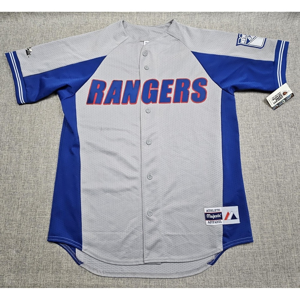 VINTAGE New York Rangers Jersey‎ Mens Medium Button Gray NHL Hockey Majestic 90s